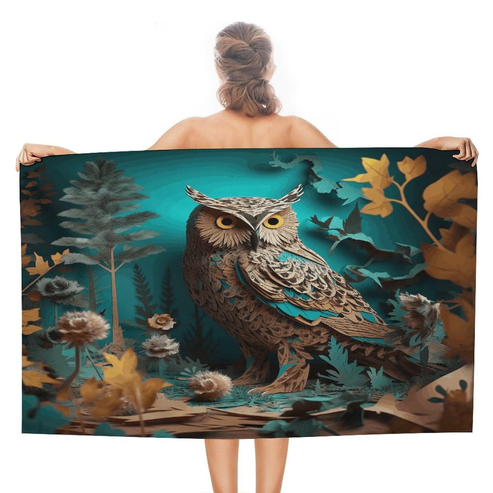 FekiLoot Owl Beach Towel Absorbent & Quick Dry Pool Towels 31 X 51 Inches Extra Large Sandfree Beach Blanket Towels Soft Lightweight Travel Towel for Swim Yoga Camping