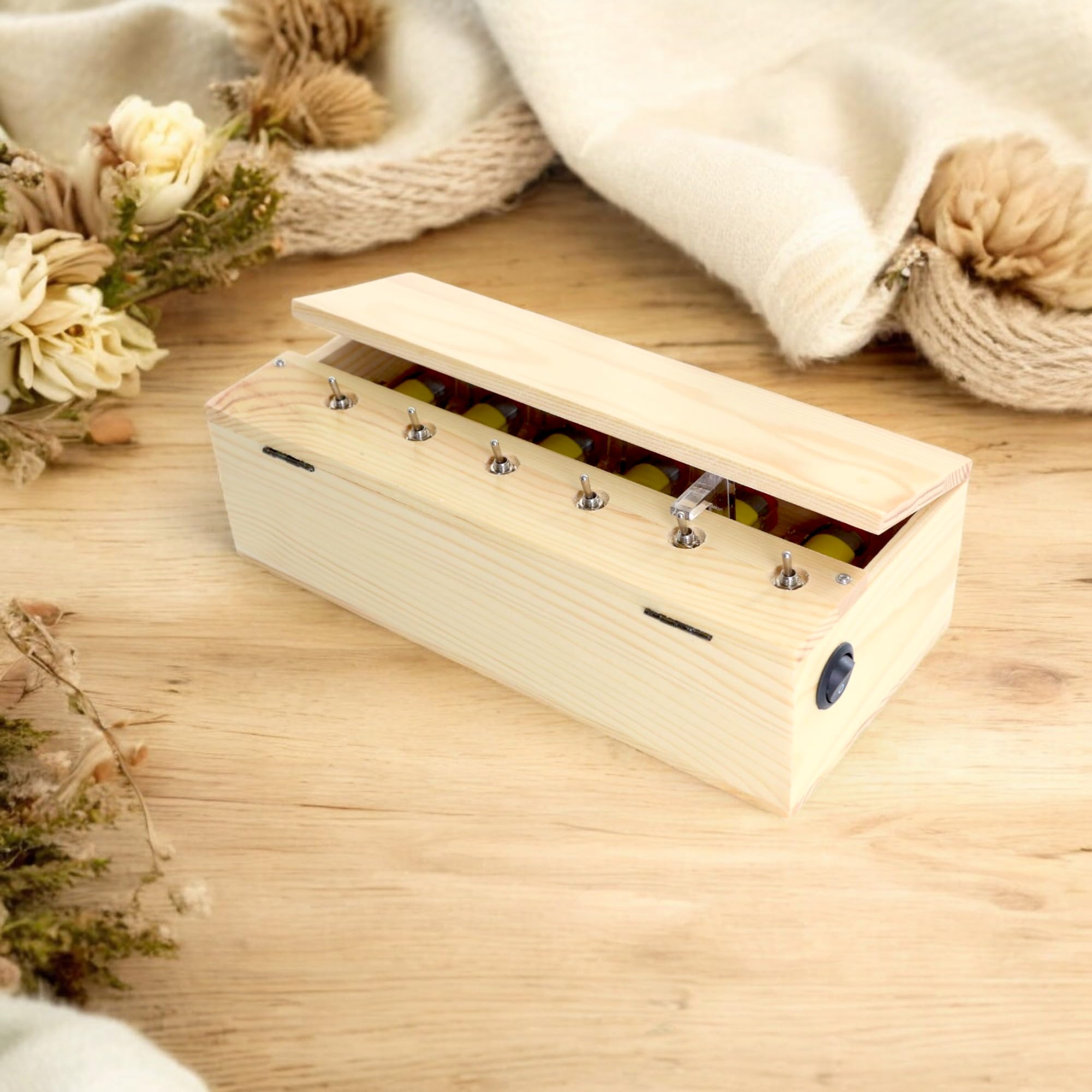 BuleVina Divertente scatola giocattolo inutile, kit creativo in legno con dito di atteggiamento, interruttori multipli, ricaricabile che si spegne, divertente regalo di compleanno per adulti, riduce
