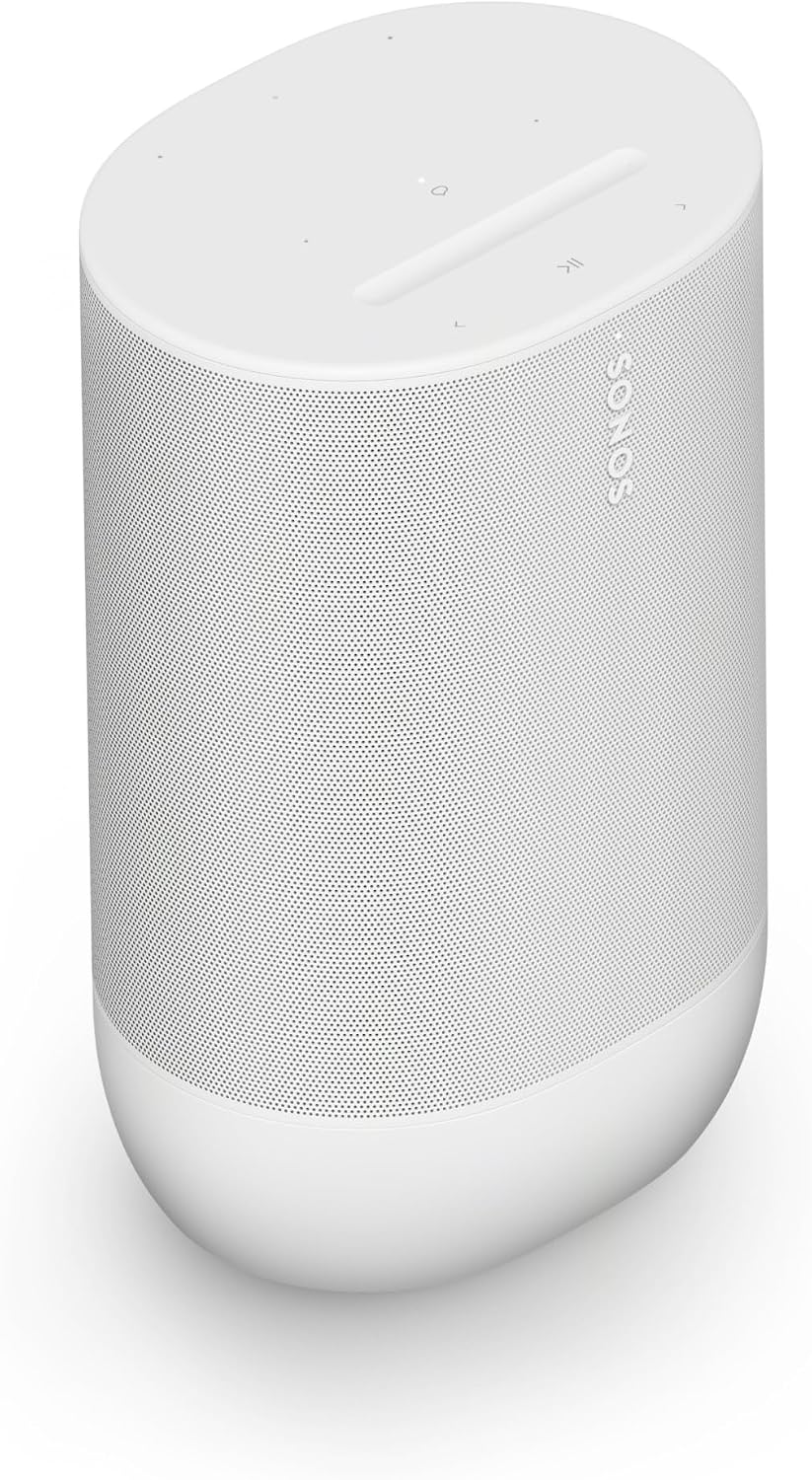Move 2 - White - Wireless Portable Bluetooth Speaker | 24-Hr Battery | IP56 Water & Dust Resistant | USB-C Charges Your Phone | WiFi | Trueplay | Deep, Dynamic Bass