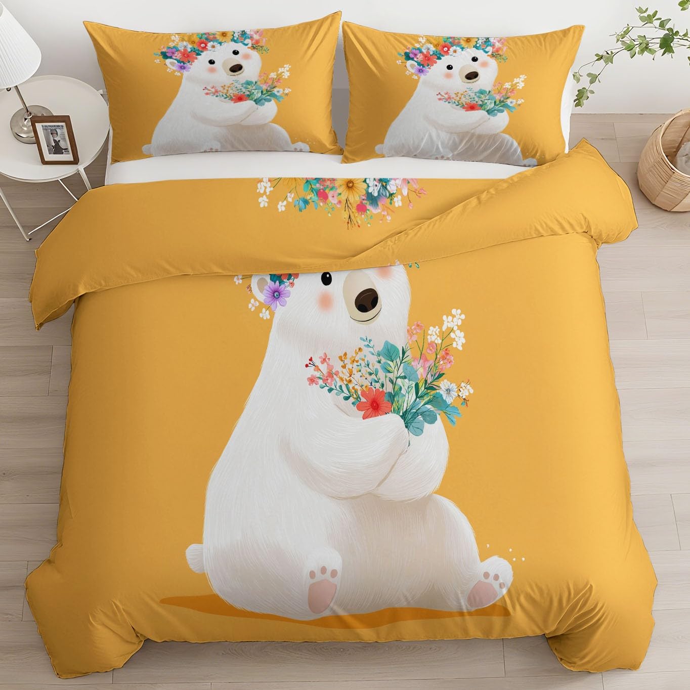 Housse de couette 140x200 jaune animaux pour créer un cocon douillet dans la chambre enfant