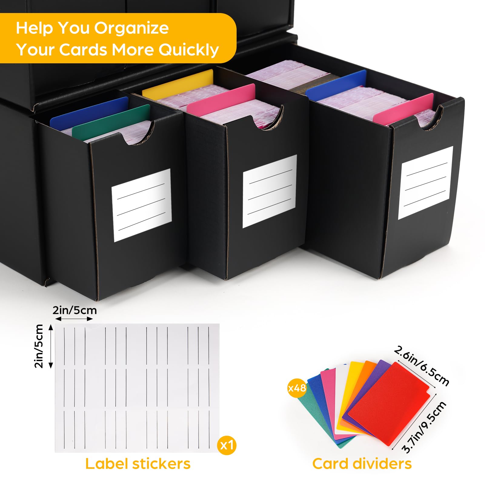 RLAVBL Boîte de rangement pour cartes à collectionner avec 48 intercalaires, boîte de rangement pour cartes MTG, TCG, PTCG et cartes de sport