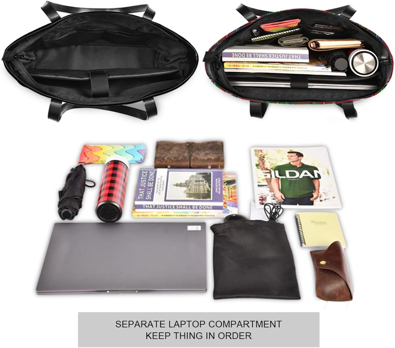 Canvas Laptop Tote Bag for Women - Work & Travel with Zipper