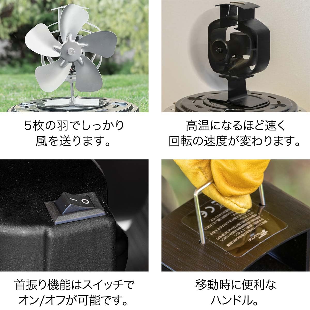 Amazon.co.jp: FIELDOOR ストーブファン 首振りタイプ 火力熱炉ファン
