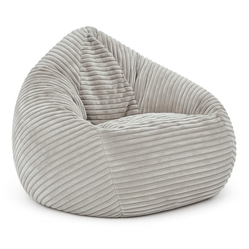 PATCH HOME Cordino Drop Sitzsack aus Breitcord – Bodensitzsack mit EPS-Füllung – Bequemer Lounge-Sessel für Erwachsene & Kinder – 3 Größen – Stylischer Cord Sitzsack mit Reißverschluss (Grau, L)