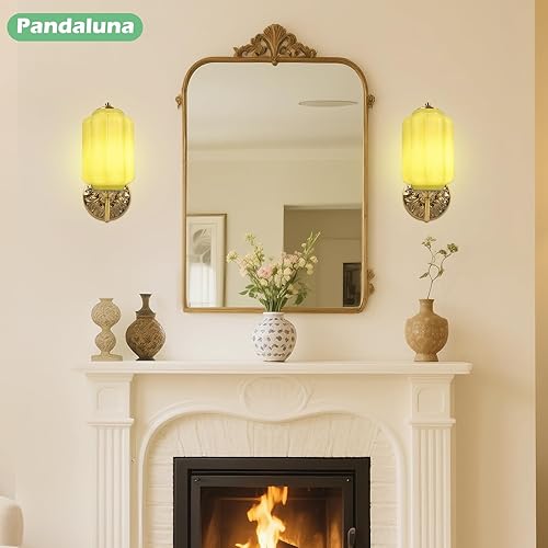 Miniatura 5 de Aplique de pared vintage, lámpara de vidrio de leche blanca, aplique de pared antiguo Art Deco de 5.5 pulgadas para dormitorio, baño, sala de estar,