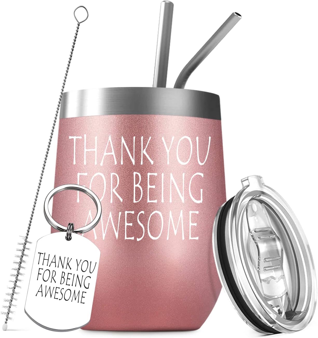 Deitybless Funny Thank You Gifts - Thank You for Being Awesome - Friendship, Birthday or Appreciation Gift for Women, Teacher, Wife, Mom, Sister, Best Friends, Coworkers - Stainless Steel Wine Tumbler