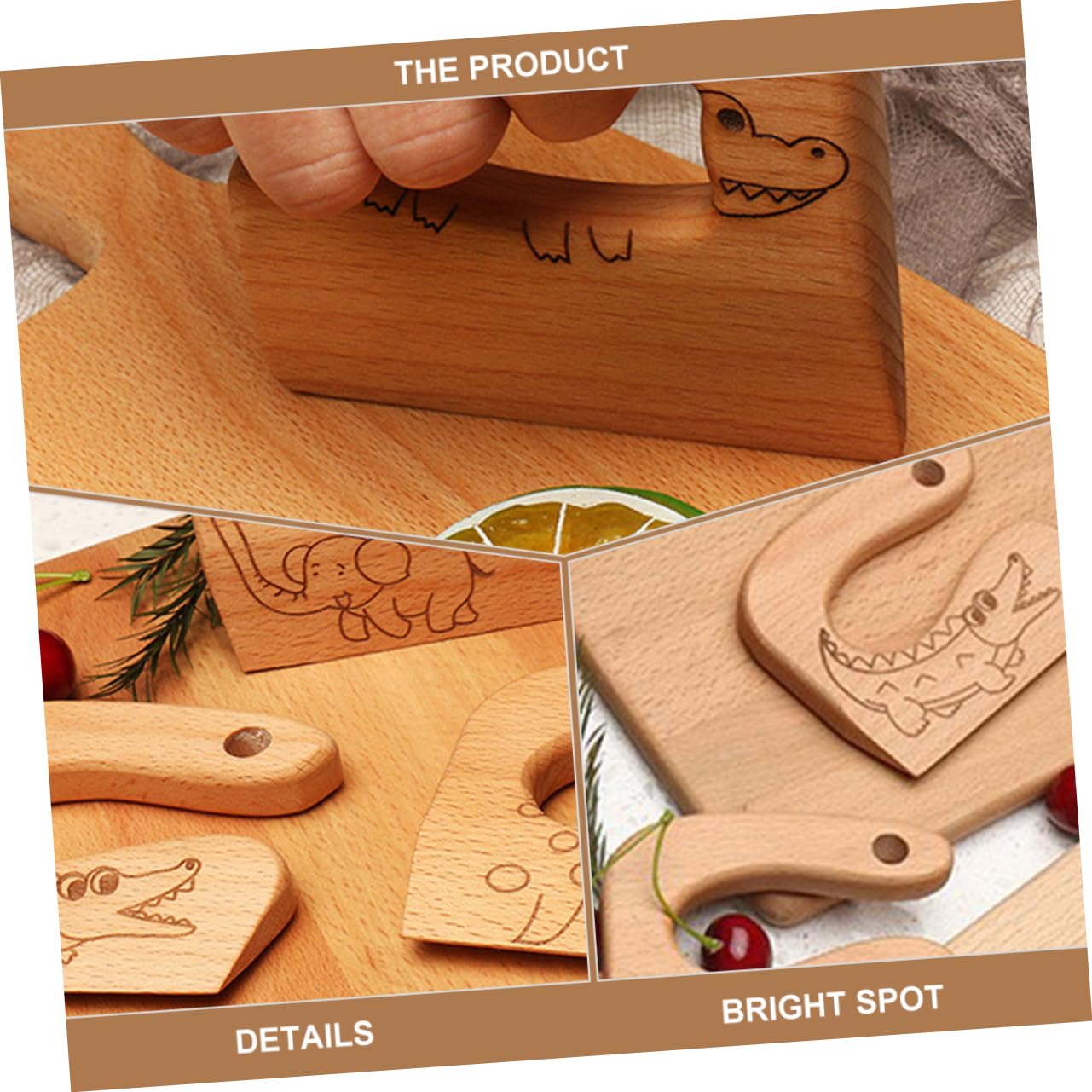 BESPORTBLE Kids Safe Wooden Knife Toy Cutting Tool Perfect for Kids Cutting Fruits Veggies Wooden Toy Knife