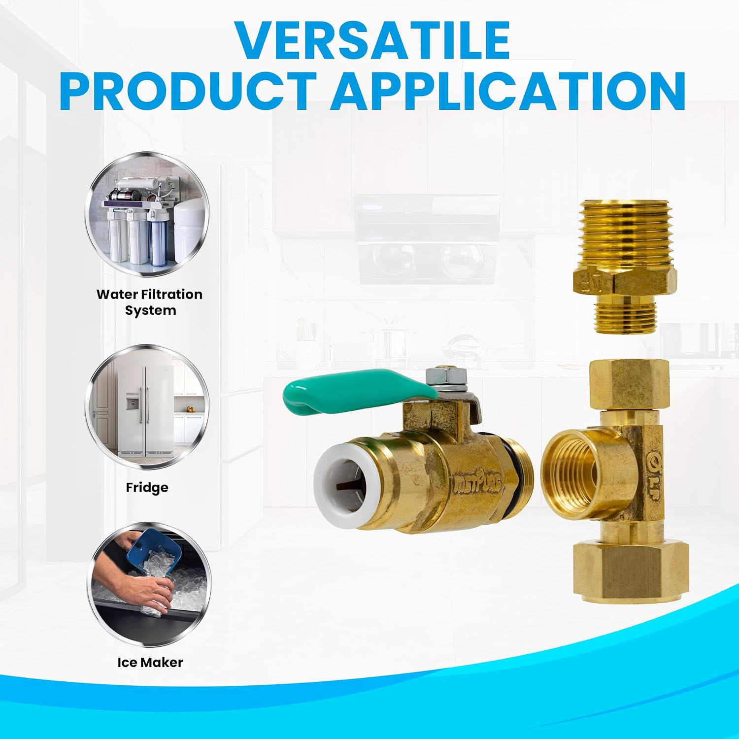 Metpure Brass RO Feed Adapter with 3/8" Quick-Connect Valve image 5