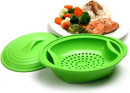 Norpro Silicone Steamer with Insert, Green, 1 Count (Pack of 1)