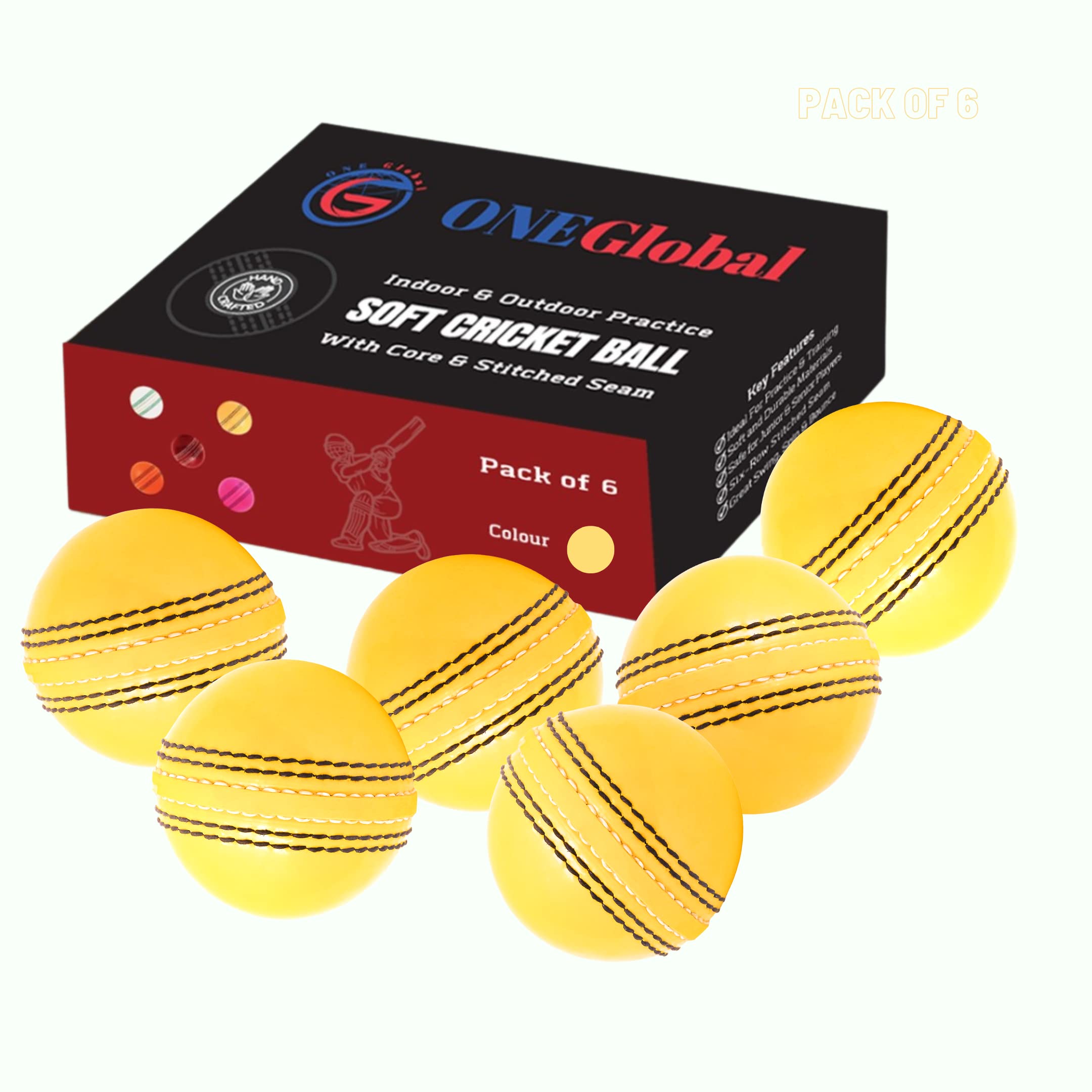 ONEGlobal Incrediball Soft Practice Cricket Ball | Outdoor & Indoor Rubber Cricket Ball With Core & Stitched Seam | For Practice, Honing Skills & Family Fun