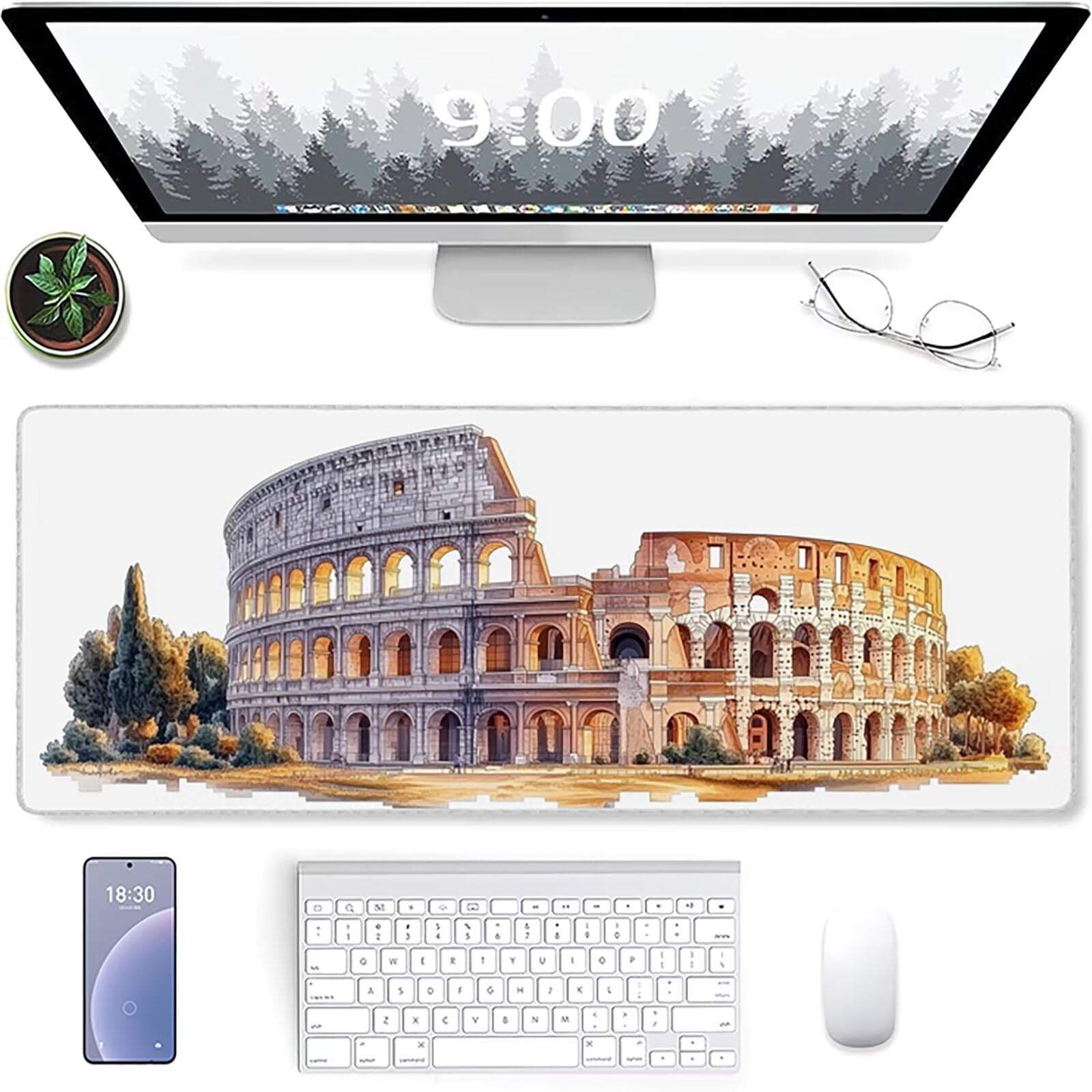 Podkładka pod mysz Biurko Biała Podkładka Pod Mysz XXL 1600x800x3mm, Architektura Gamingowa Podkładka Pod Myszkę, Poprawia Dokładność I Prędkość, Wodoodporna Podkładka Na Biurko Dla Graczy Akcesoria