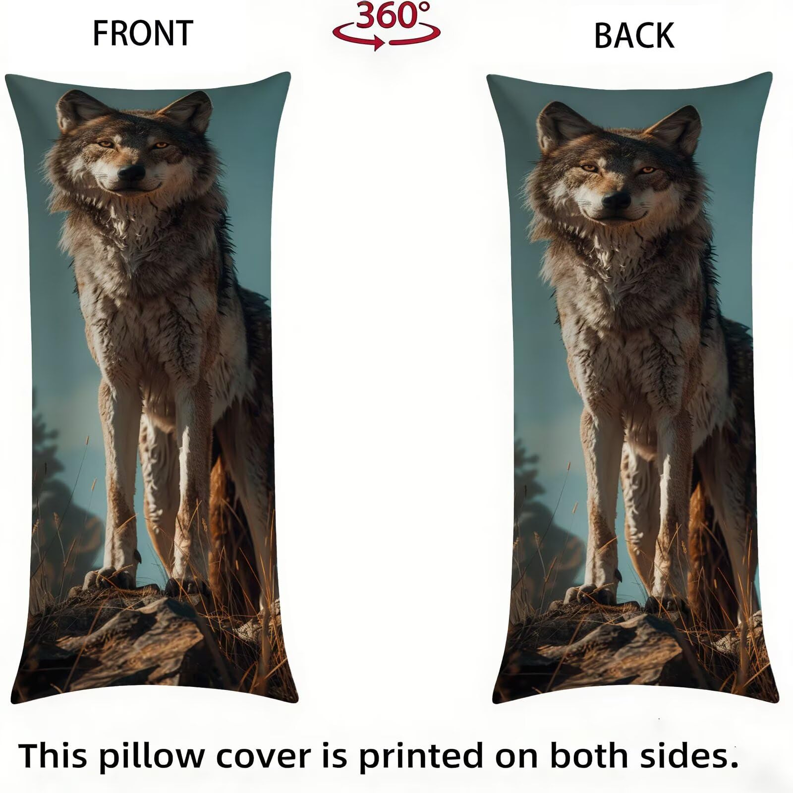 Funda de Almohada 60 x 180 cm Animal Protector Almohada 180 cm con Cremallera Invisible, Lino Durable y Transpirable Pillow Case Moderno Impresión a Doble Cara para Cama, Sofá y Dormitorio dg-604