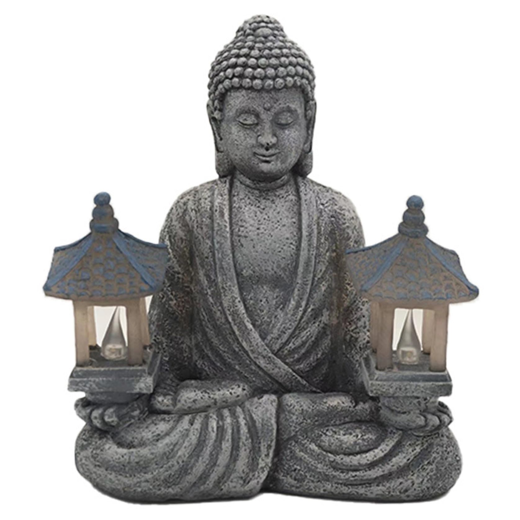 Statue de Bouddha de jardin en résine pour illuminer un extérieur sombre
