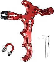 Vista 13 de Lanzador de ayuda de arco compuesto y cuerda de bucle D, ajustable puede girar 360° pulgar liberación arco ayuda aleación de aluminio, ayudas