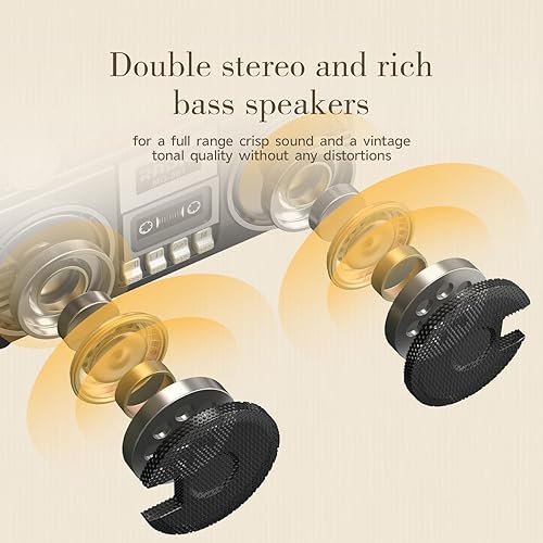 Miniatura 8 de Radio AM FM portátil con doble altavoz, radio retro recargable USB-C, radios de transistor con excelente recepción, perilla grande fácil de usar,