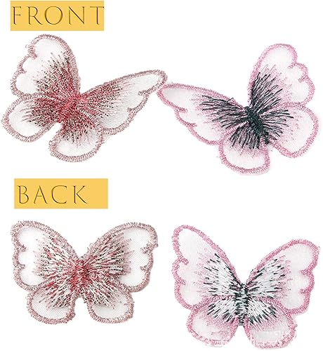 Miniatura 3 de 60 piezas de 3 tamaños de bordado de hadas con apliques de mariposa para coser en tul, parche de encaje de mariposa para velo de boda, diadema,