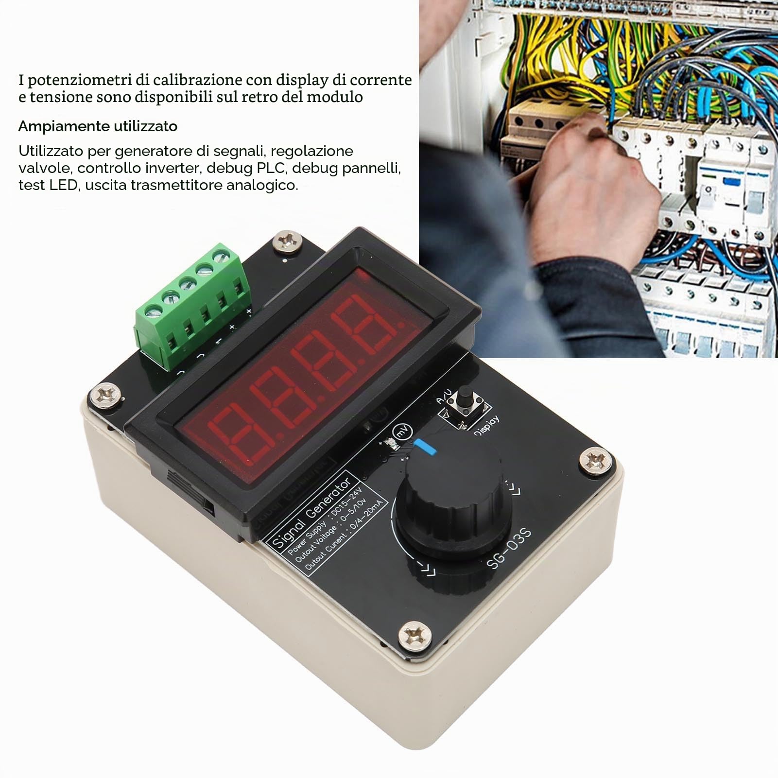 Generatore di Segnale 4-20 MA Regolabile, Simulatore Analogico di Tensione di Corrente con Display a 3 Cifre, Sorgenti di Segnale 0-10 V/0-22 MA per la Regolazione del Valore