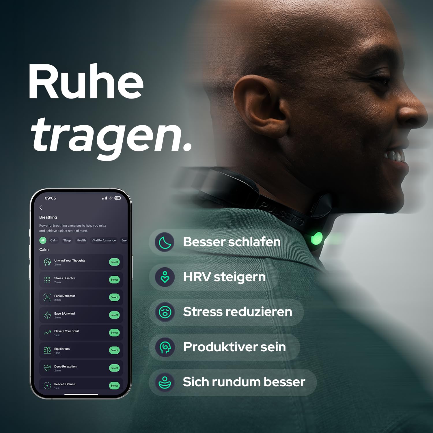 Pulsetto FIT (V2) Wellness-Wearable – Gerät zur Unterstützung von Entspannung, Schlaf und täglichem Wohlbefinden