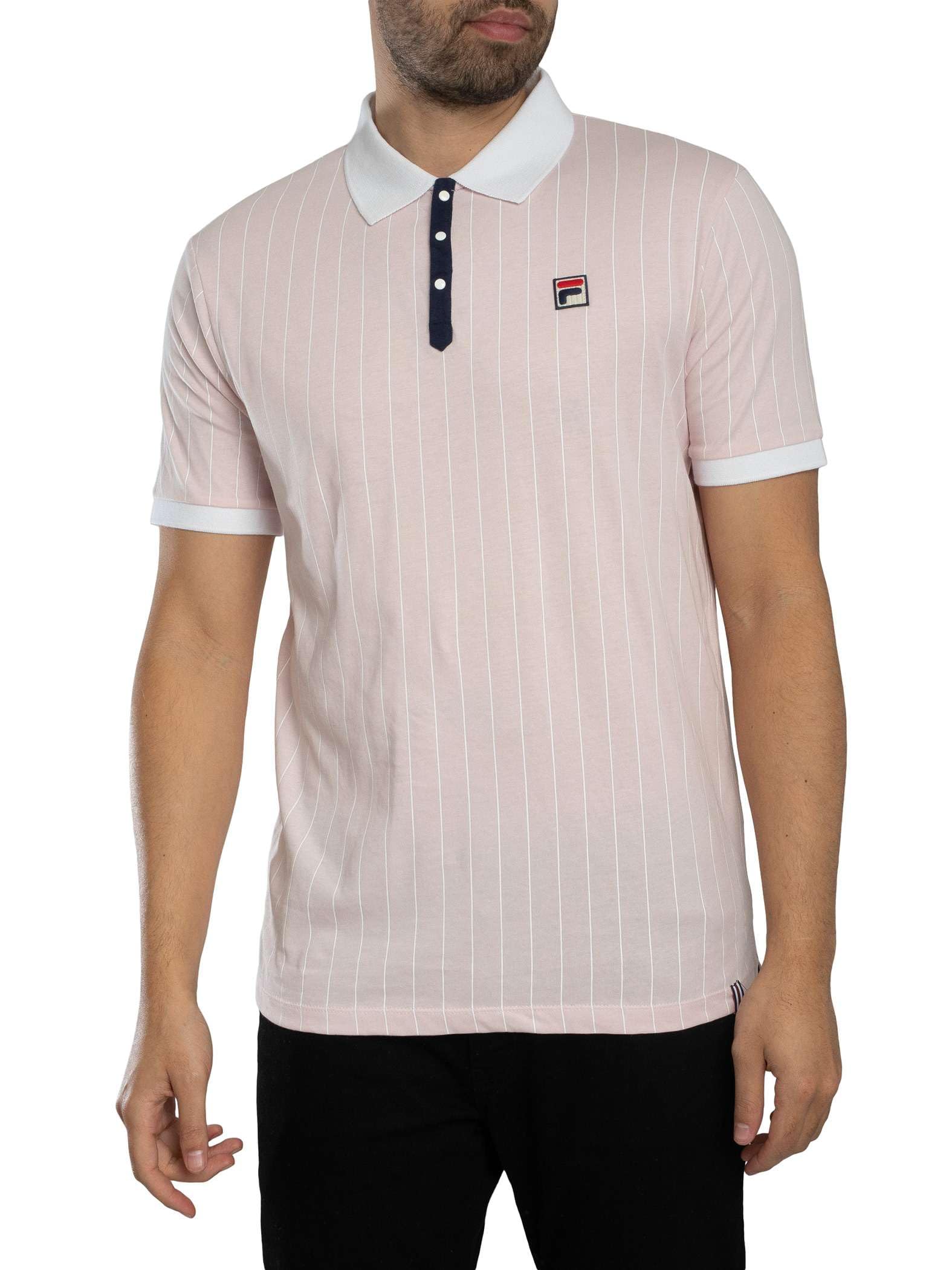 Fila Men's Lilac/White Bb1 Classic Striped Polo Shirt Pale /Fila Navy - Size: Xl