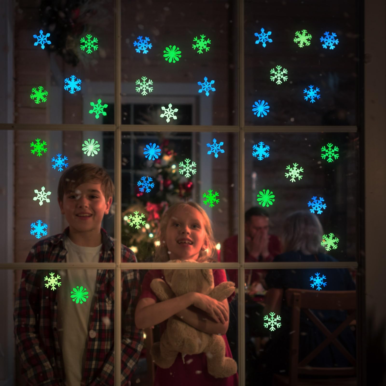 Kesote Leuchtend Schneeflocken Deko 100x Leuchtsterne Selbstklebend Sticker Zimmer Weihnachtsdeko Streudeko Glow in the Dark Wanddeko Weihnachten Aufkleber Sternenhimmel Wand Decke