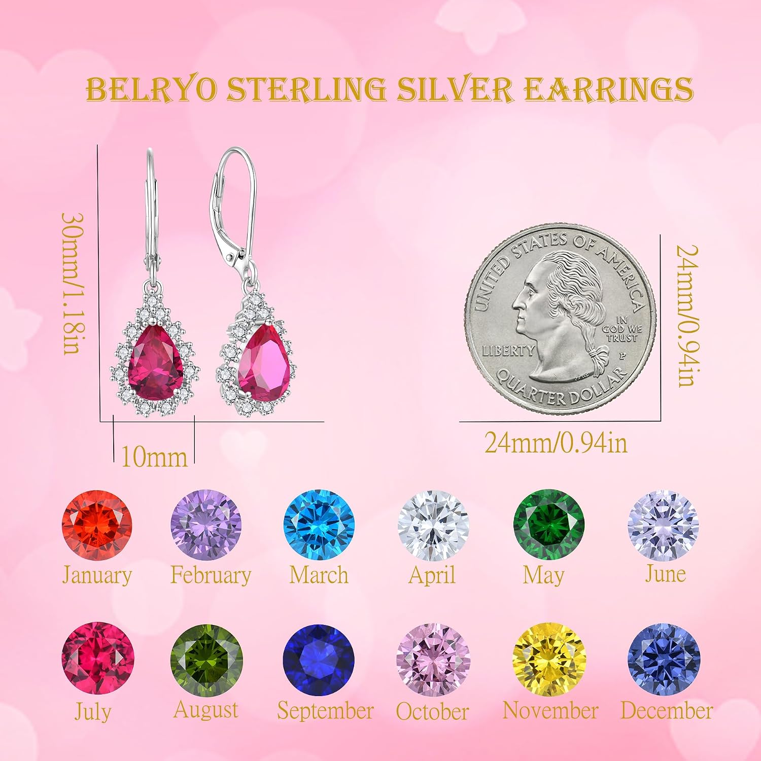 Teardrop Dangle Drop Earrings Leverback Earrings 925 Sterling Silver Cubic Zirconia Earrings Christmas Gift for Women Her Wife Mother