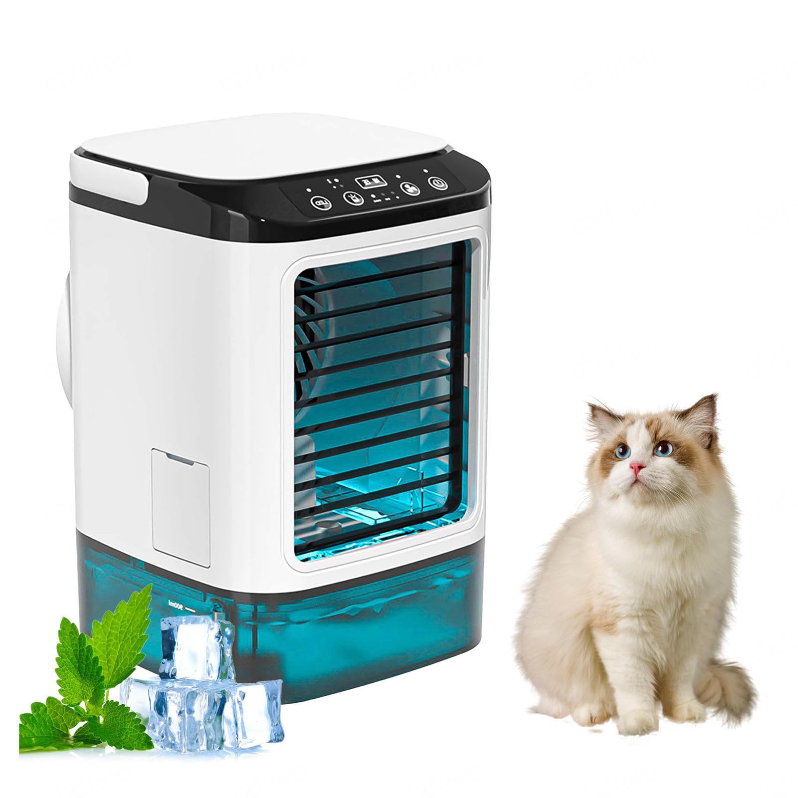 con Contenitore Aria Condizionata Portatile, Raffrescatore Evaporativo con Serbatoio dell'Acqua da 900 Ml Ventilatore con Ghiaccio