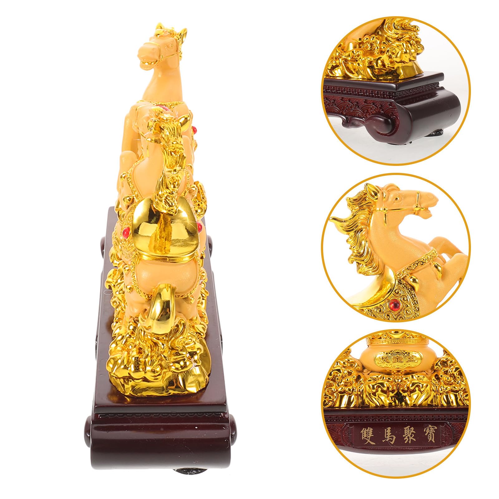 Kunstharz Pferdeornament Gold für Schreibtisch und Eingang