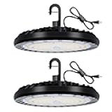 hykolity 2 Pack LED High Bay Light 200W, 5000K UFO LED High Bay Light Fixture with US Plug [600W MH/HPS Equiv.] 120-277V, 26,000lm, IP65 Commercial Warehouse Area Light for Wet Location
