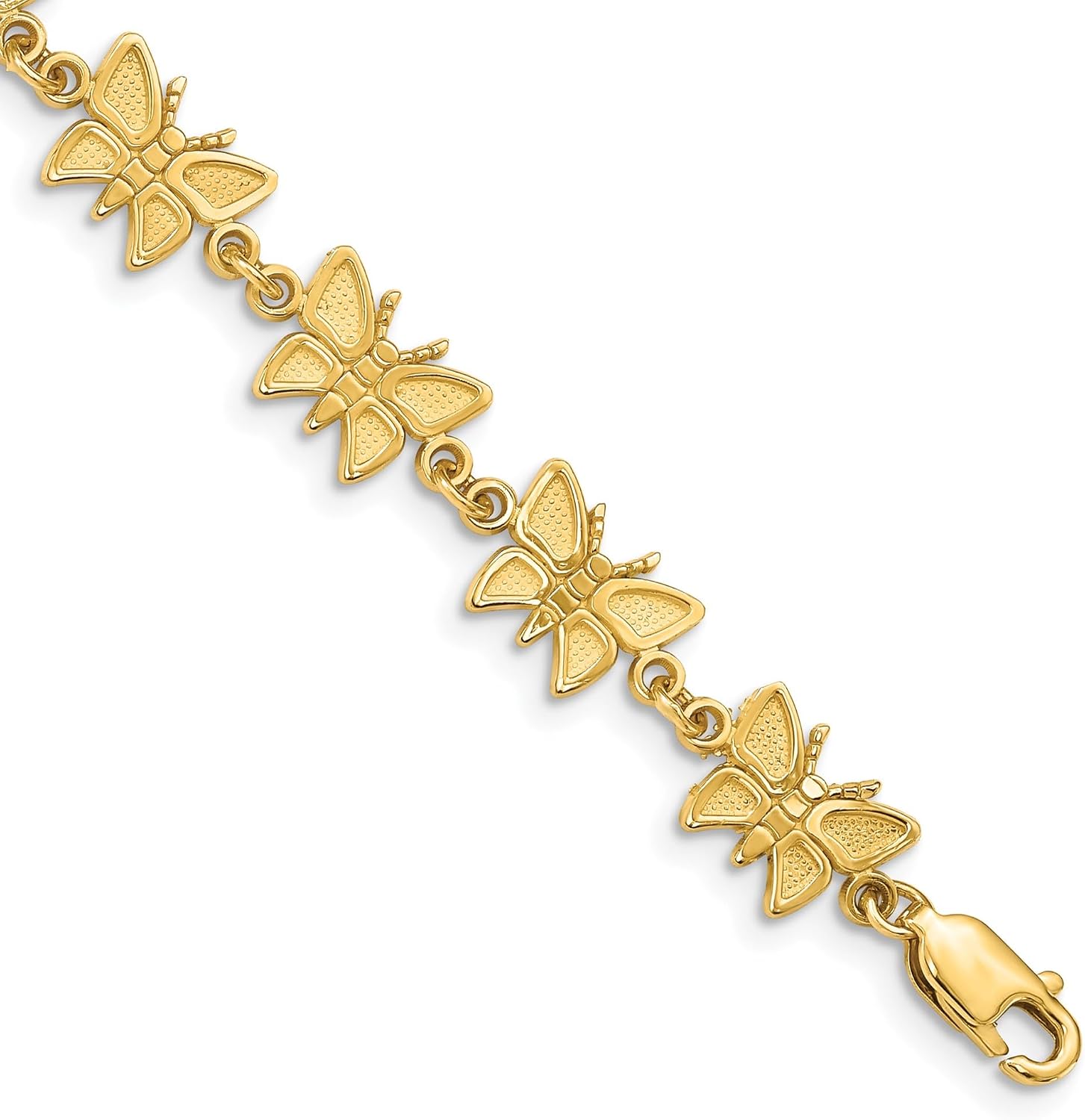 IceCarats 14K Solid Yellow Gold 7mm Chunky Link Chain Butterfly Charm Bracelet 7 inch Polished For Her