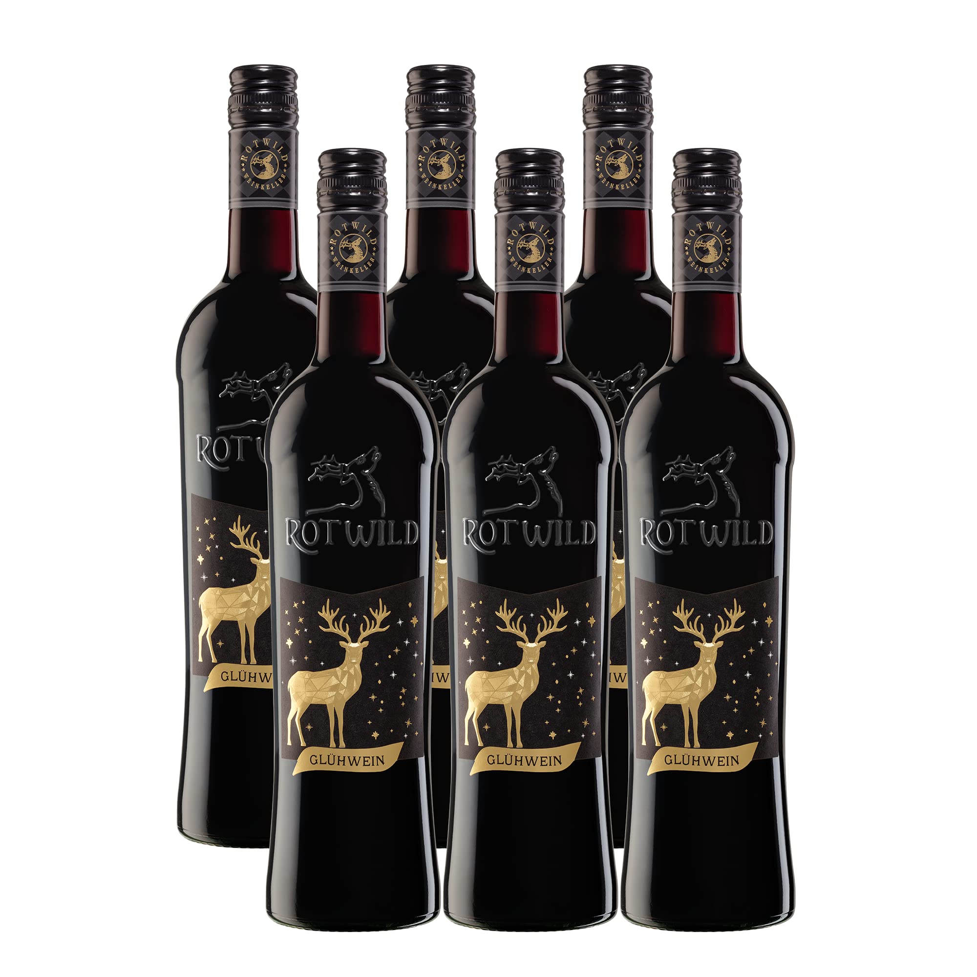 Rotwild Glühwein rot (6x 0,75l) – würziger Genuss mit Zimt, Nelke & Vanille, weich und rund im Geschmack – ideal für gemütliche Winterabende am Kamin, leicht erhitzt ein Genuss