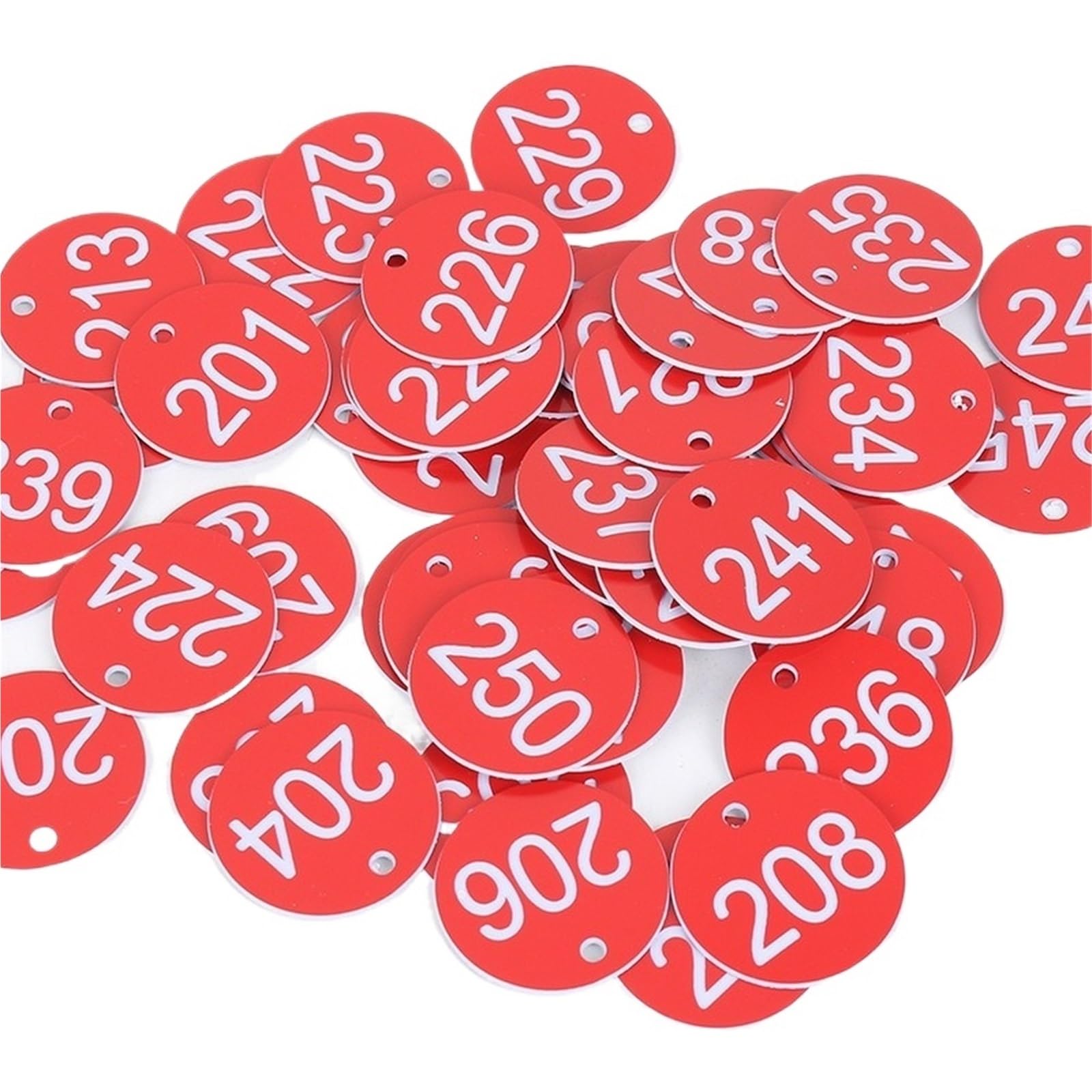 Numerowane zawieszki na klucze, Plastikowe okrągłe znaczniki numeryczne 1-100 grawerowane wielokolorowe 100 szt. Brelok, dom, warsztat