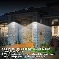 Vista 5 de Luces solares para exteriores con sensor de movimiento con 240 LED COB brillante, cable de 16.4 pies, 3 modos de iluminación, panel solar ajustable.