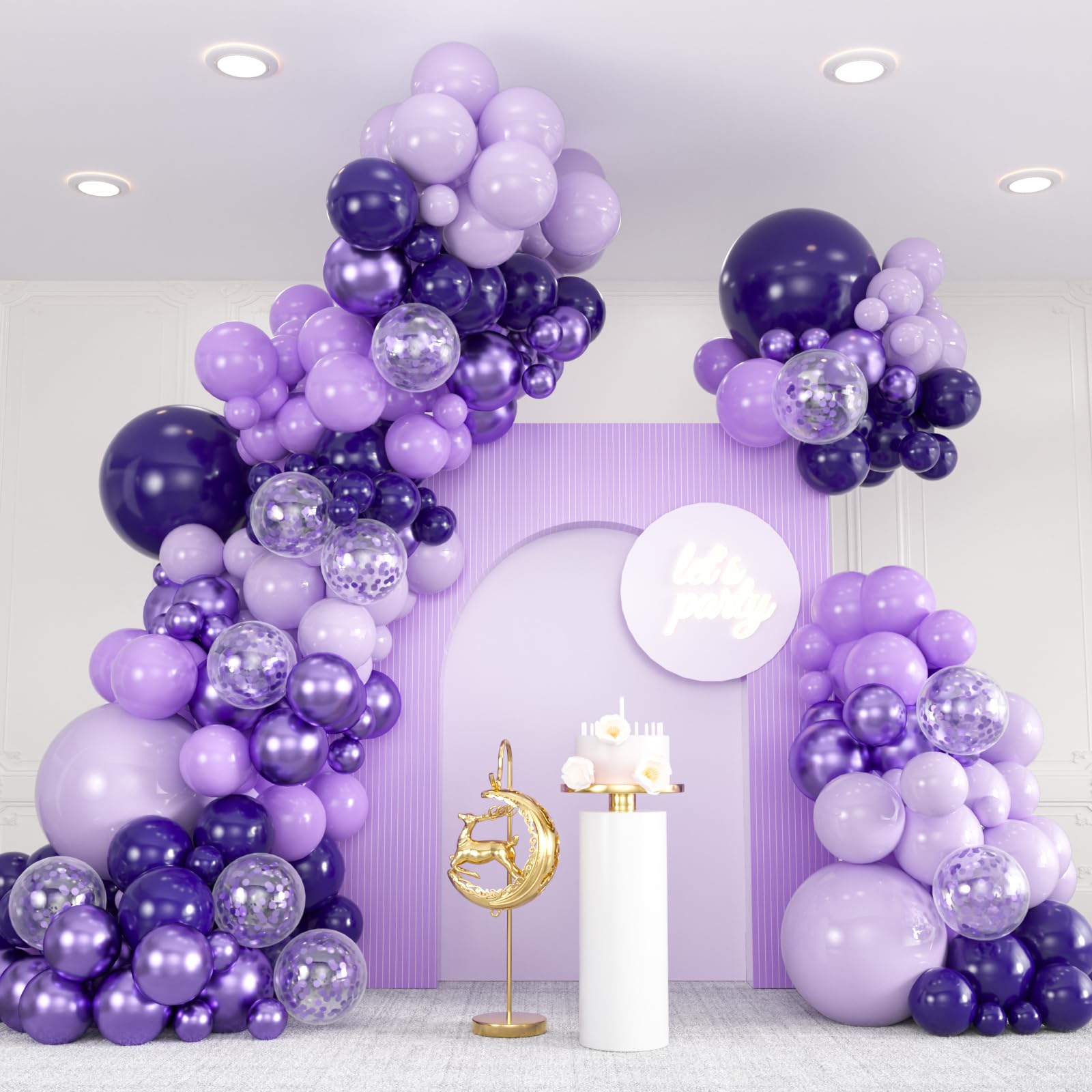 Photo 1 of 136-Pack Metallic Purple & Lavender Lilac Balloon Garland Kit