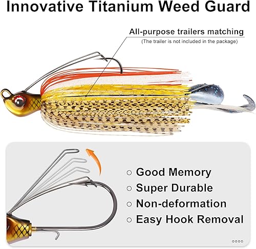 Miniatura 4 de TRUSCEND Fishing Jigs with Ultra Smooth Teflon Hook, Tour Grade Titanium Weed Guard Swim Jigs, Valuable Weedless Skirted Jig, Well-Made Fishing