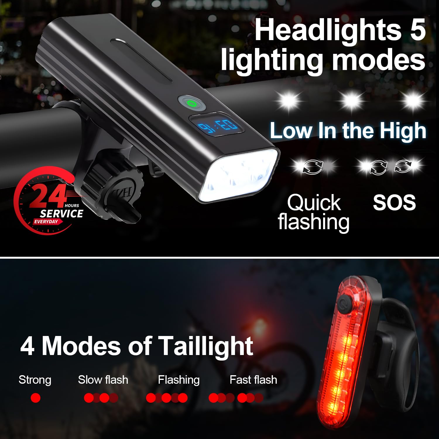 Ensemble de phares de vélo, 5200 mAh, 3000 lumens, lumières de vélo LED avec fonction Power Bank, 5 + 4 modes, étanchéité IPX5, lumières de vélo pour l'équitation de nuit pour l'alpinisme,