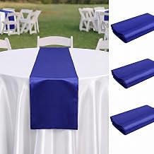 FAVE Blue Satin Table Runner 12x108 Inch 3-Pack, Disposable Table Runners for Wedding, Baby Shower, Birthday Party Decor