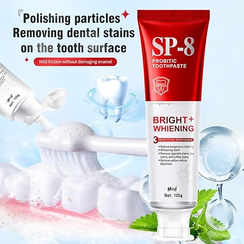 Miniatura 2 de SP-8 Pasta dental blanqueadora probiótica (2 unidades), fórmula mejorada con múltiples probióticos para blanquear los dientes, cuidado de las encías