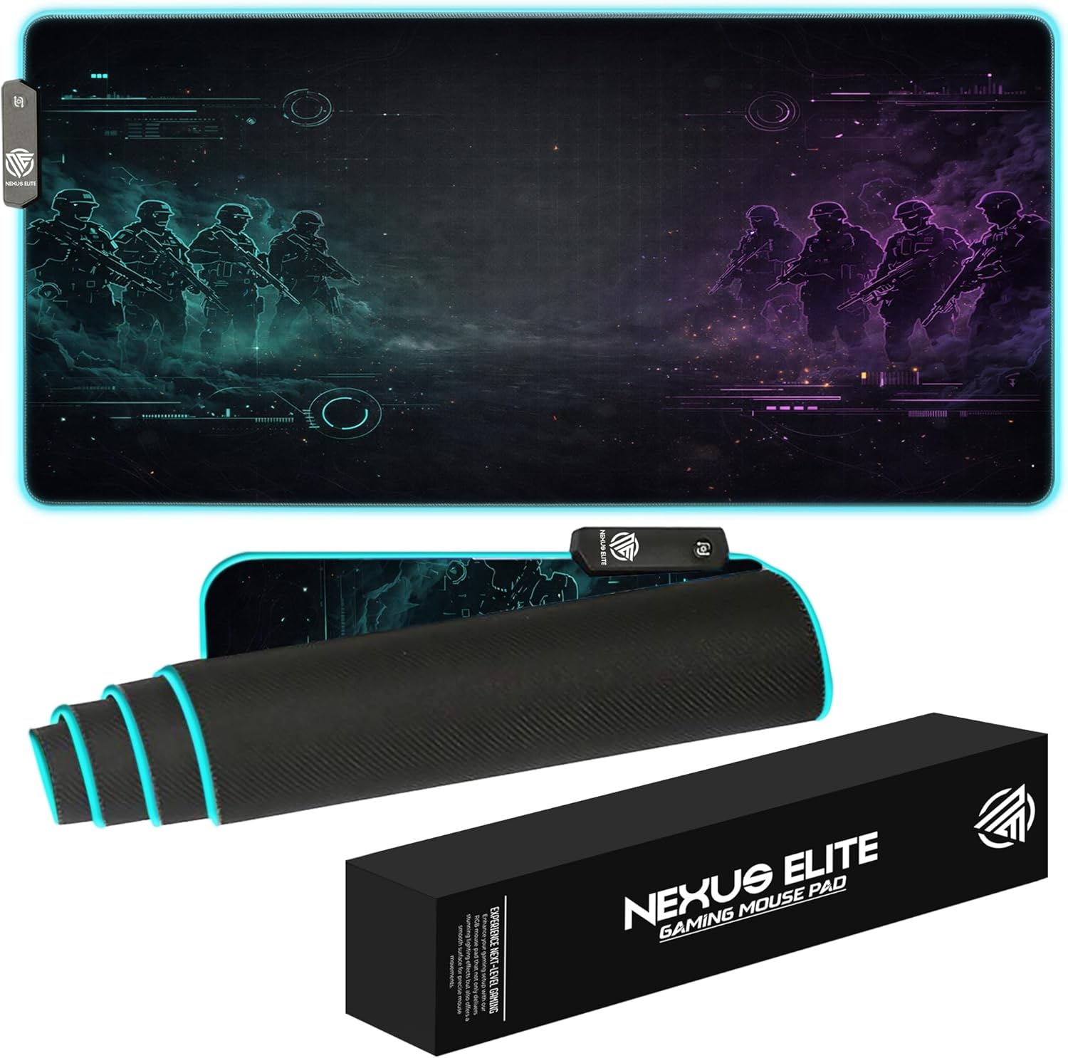 RGB Gaming Mouse Pad Large Extended Desk Mat 35.4x15.7in XXL XXXL Mousepad LED Light Up Keyboard Mat PC Gamer Desk Pad Gaming Accessories Extra Big Mouse Mat for Desk - Phantom Protocol