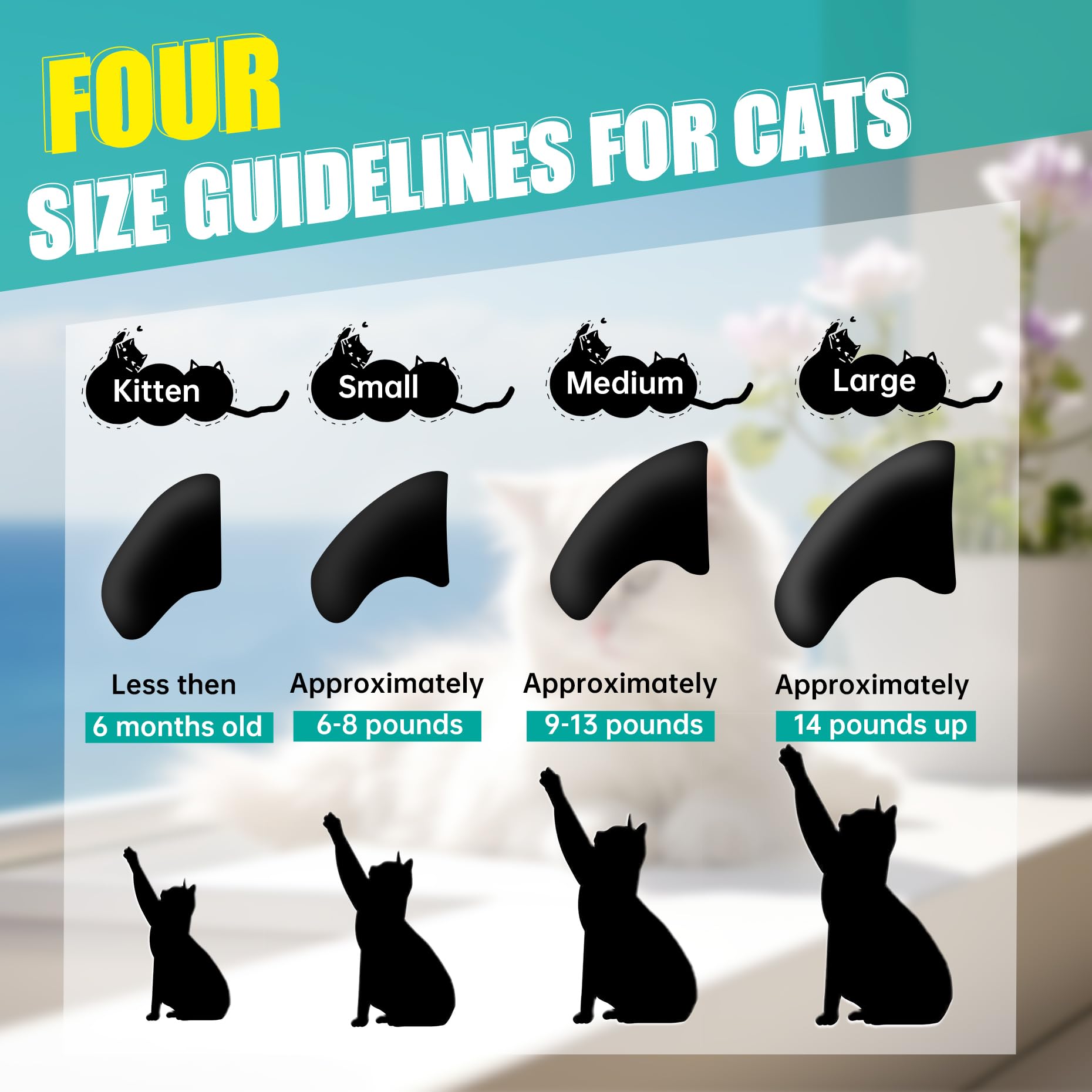 MiiOUU 100 pcs Cat Nail Caps | Cat Claw Covers with Adhesives and Applicators | Black (M)