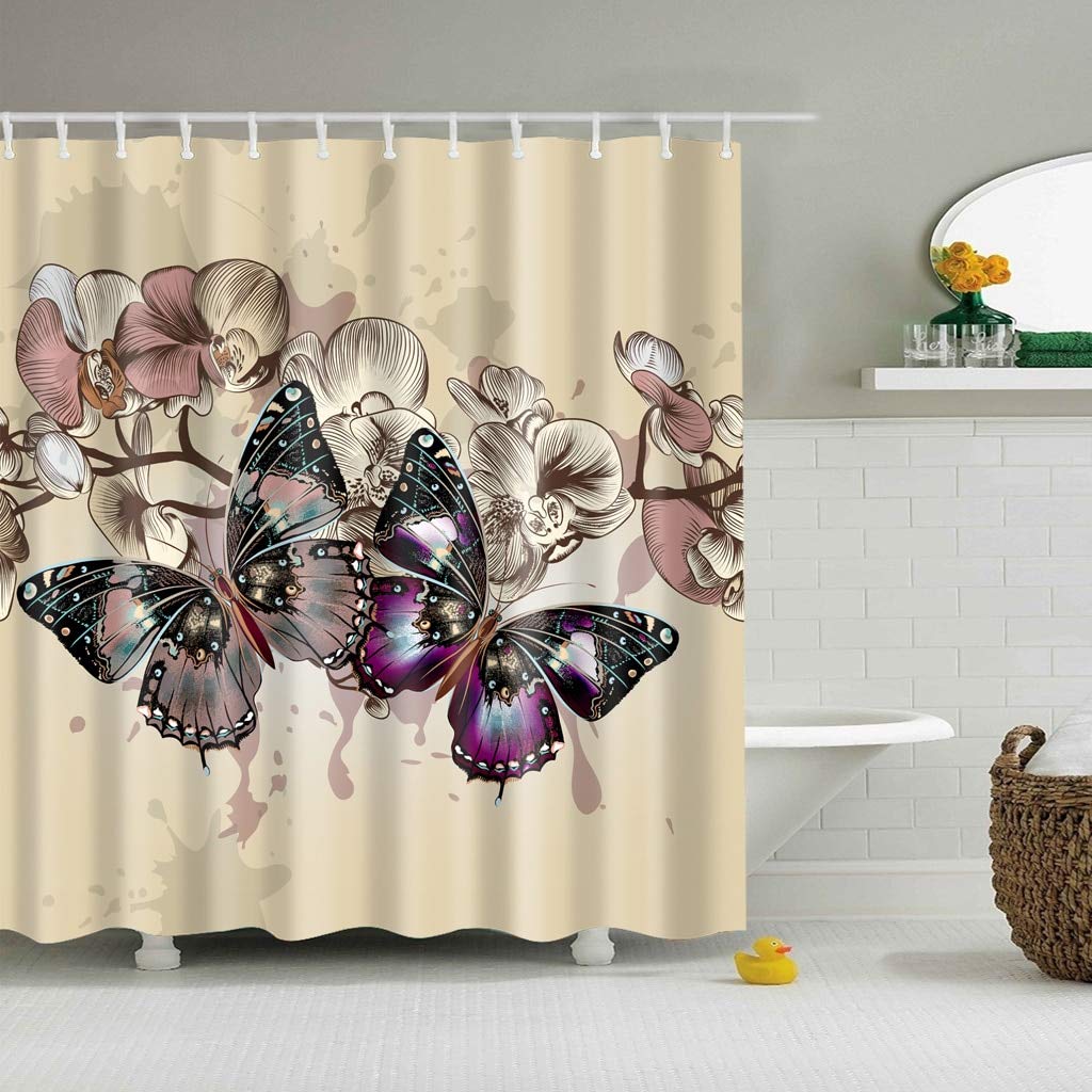 XCBN Cartoon Animal Horse Flamingo Printing Bath Shower Curtain for Bathroom Nordic Waterproof Bath Curtains Home Decor A8 150x180cm