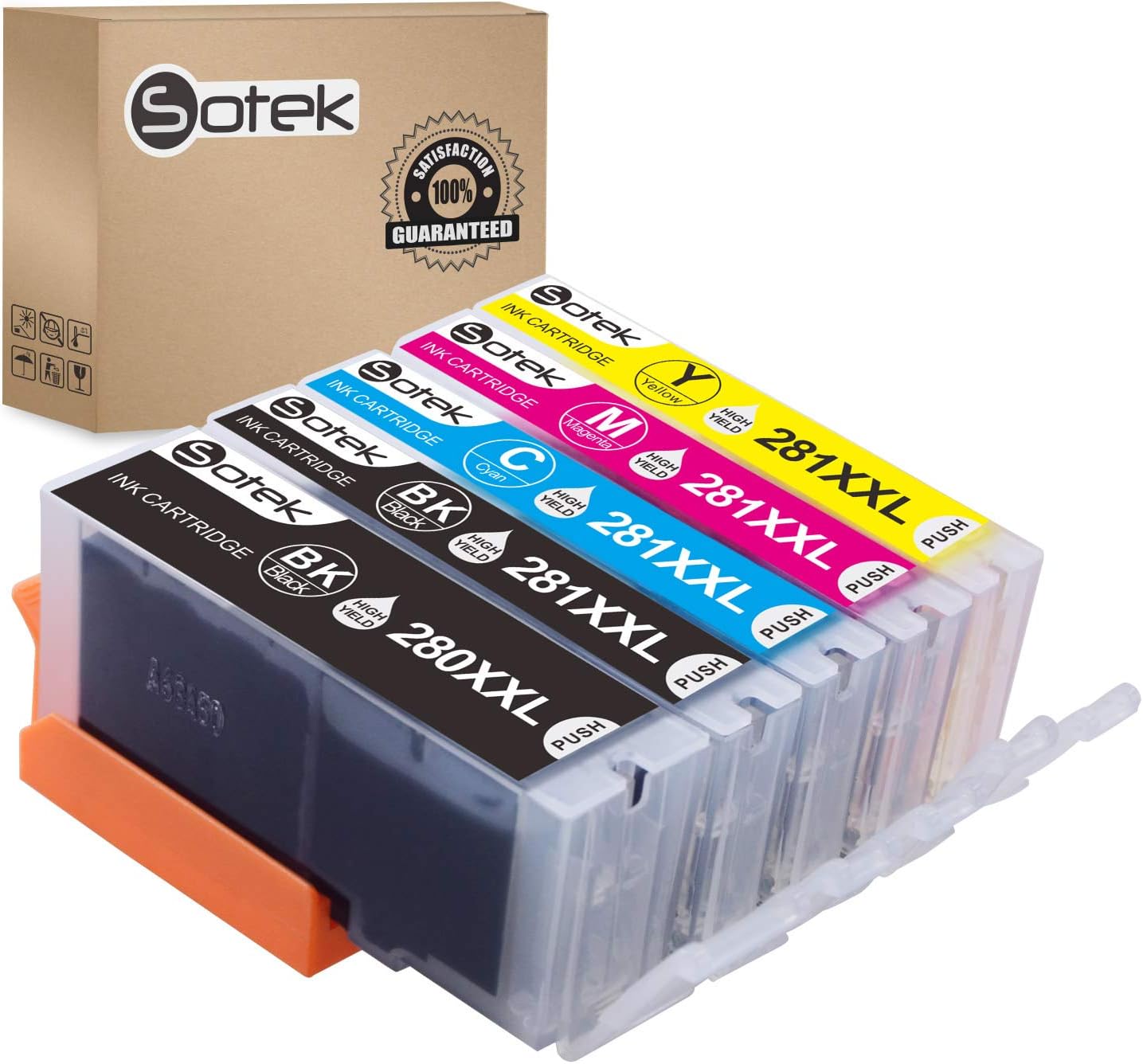 Ink Cartridge PGI-280XXL CLI-281XXL 280XL 281XL 280 281, Use with PIXMA TR7520 TR8520 TR8620 TS702 TS6120 TS6220 TS8120 TS8220 TS9120 TS9520 TS9521C Printer (No Photo Blue)