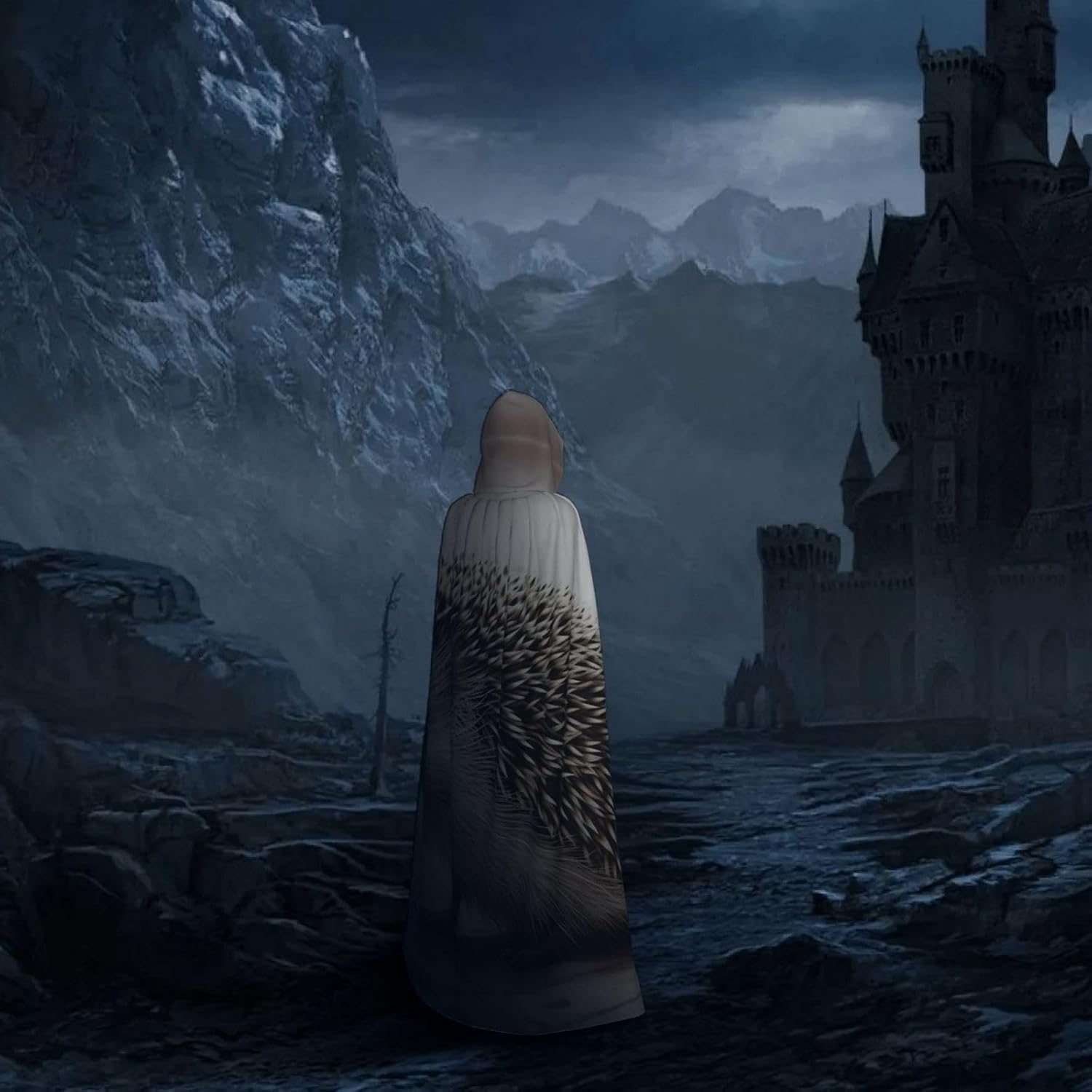 Hedgehog Hooded Cloak Full Length Hooded Robe Witch Cape Halloween Cosplay Costumes for Women Men