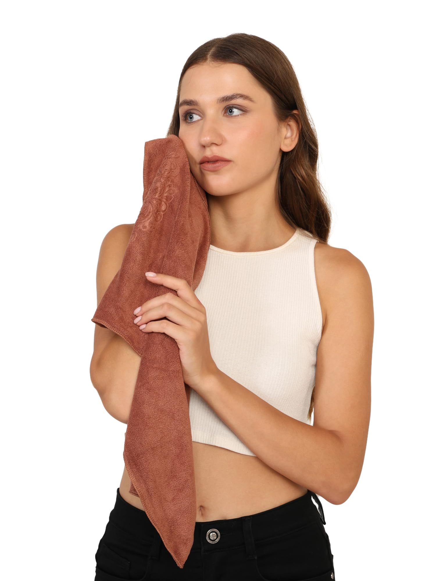 Super Soft Microfiber Hand Towels for Gym Workout – 400 GSM Highly Absorbent Sports Sweat Towels – Quick Dry Portable Fitness Towels – Travel Gym Towel for Men Women (Brown,1 Piece)-image-14