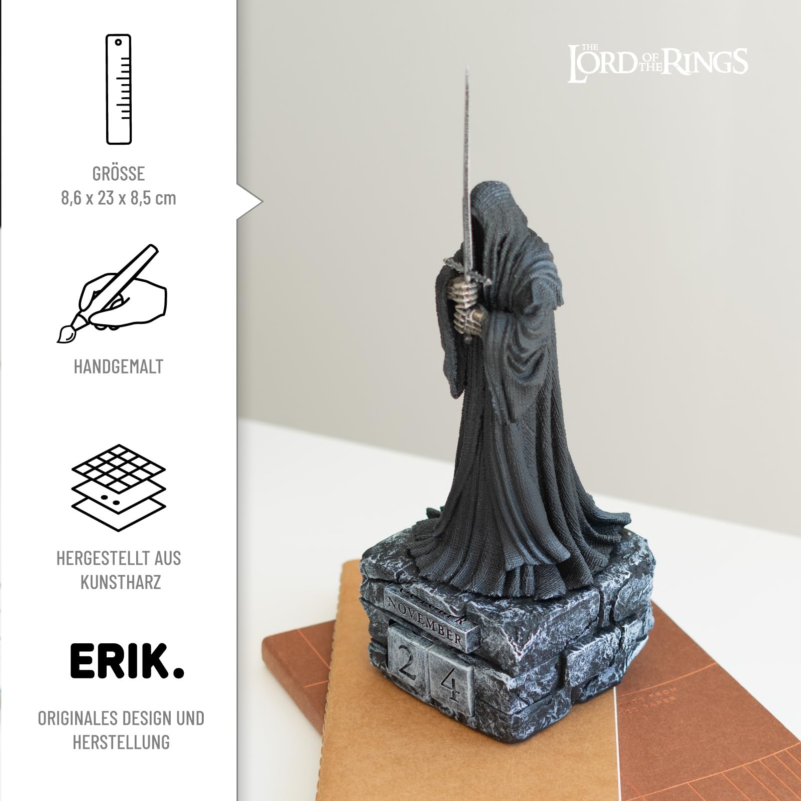 Grupo Erik Ewiger Kalender Der Herr der Ringe Figur 3D Kalender Tischkalender zum Aufstellen - Dauerkalender - Offizieller Nazgul Der Herr der Ringe Fanartikel Büro Deko