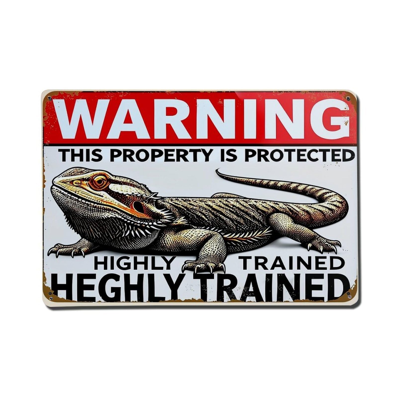 Warning Sign Lizard Protection Retro Metal Tin Sign, Vintage Decor Art Poster for Bar, Home, Man Cave, Kitchen, Laundry Room Gift 8x12Inch