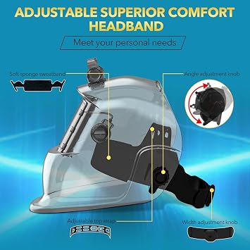 TRQWH Welding Helmet with Light True Color Auto Darkening Welding Helmets for Men Solar Powered Welding Hood with 2 Arc Sensor Wide Shade 4/9-13 for TIG MIG ARC Cool Welder Mask (black)