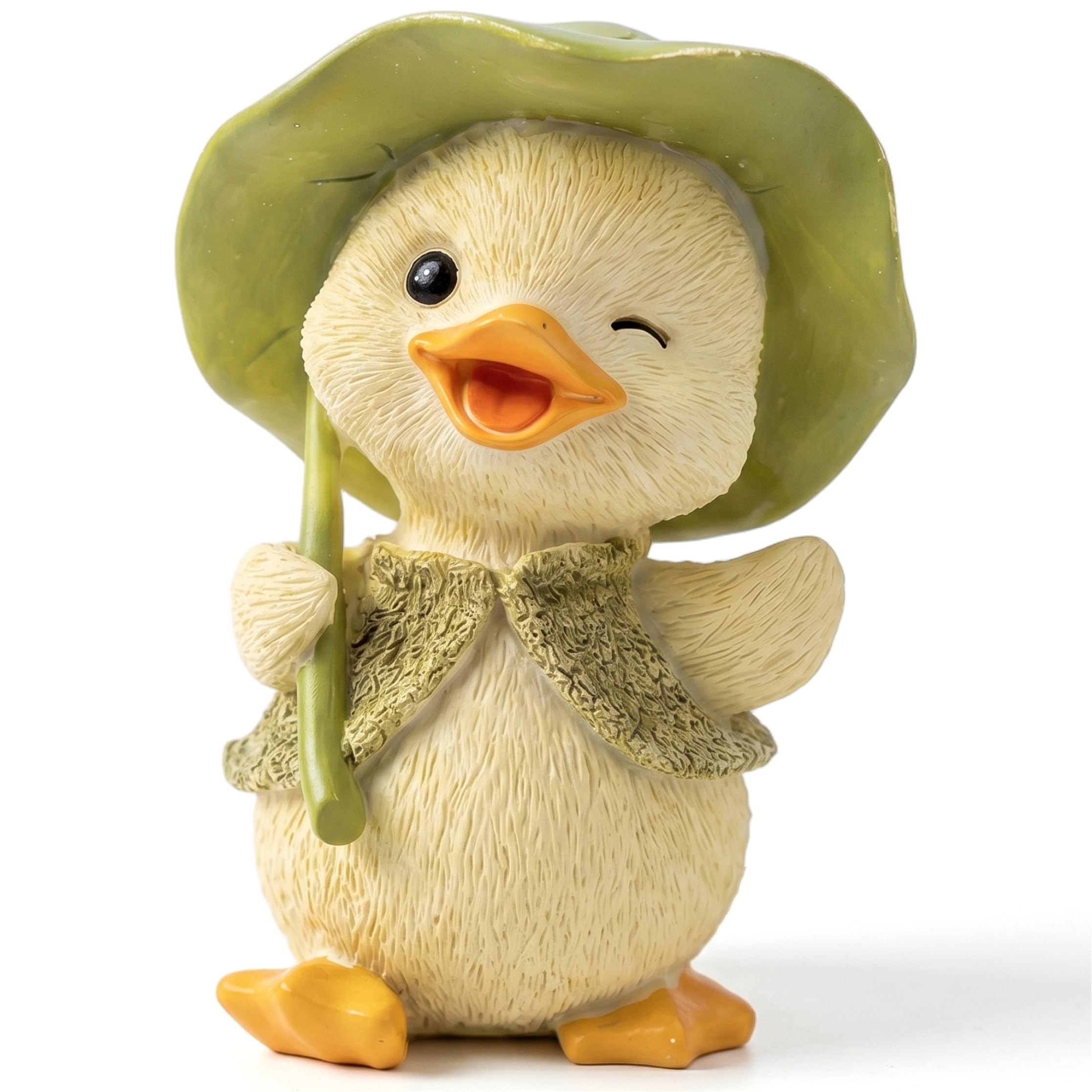 Neptuiby Cute Umbrella Duck Statue, Hand-painted Resin Duck Decor, Car Dashboard & Desk Figurine for Fishermen & Dads