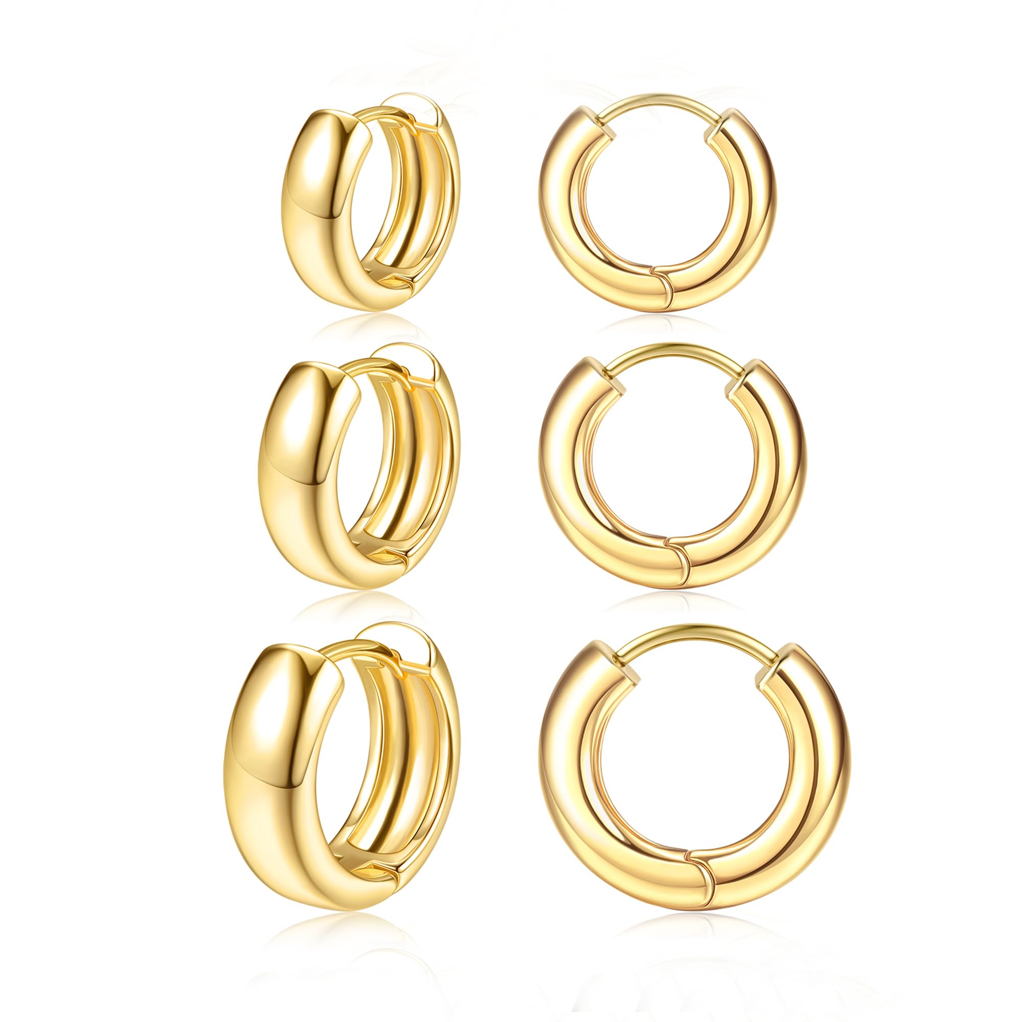 Small chunky gold hoop earrings