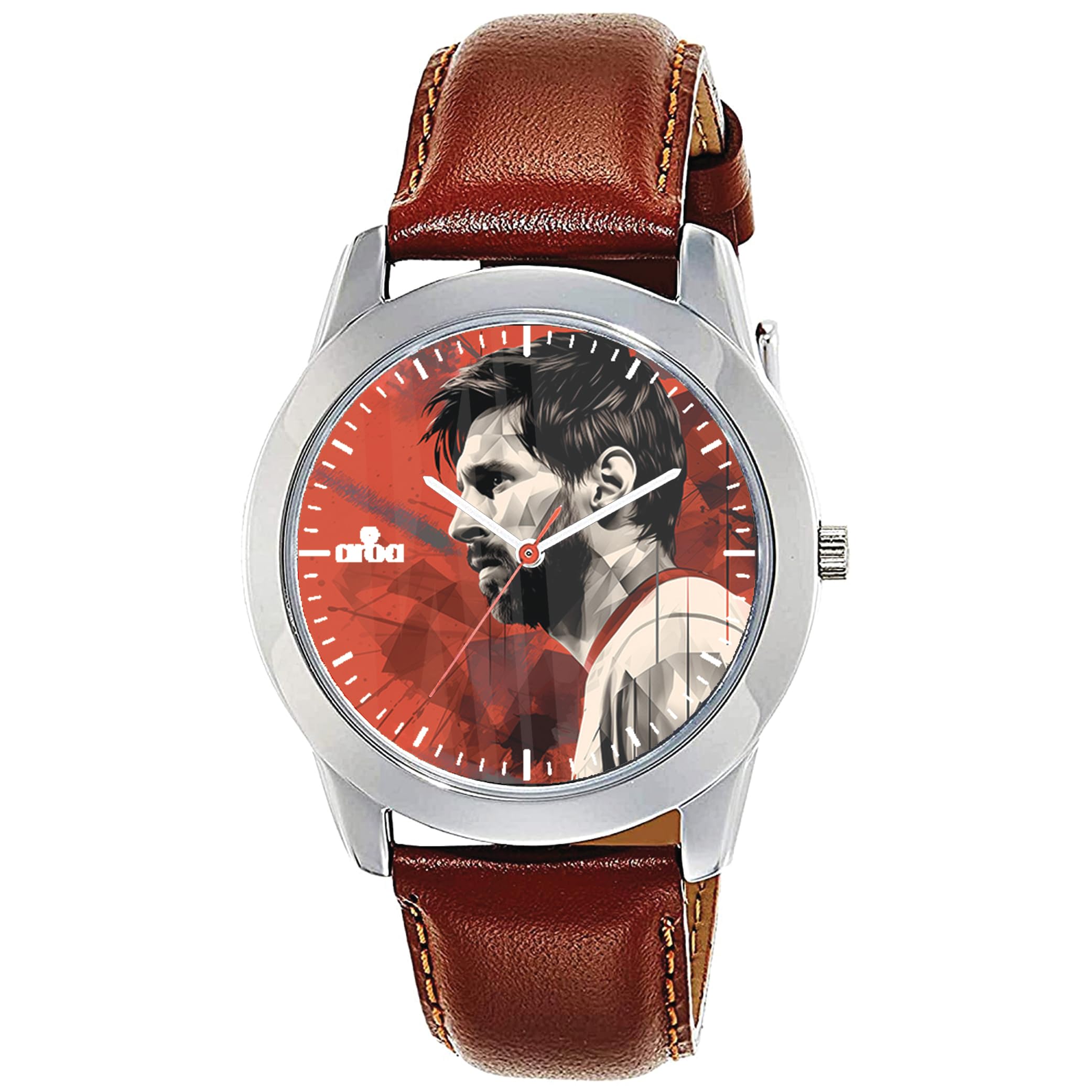 AROA Watch for Men with Messi Red Art Model :1288 in Steel Metal Type Brown Strap Analog Watch Red Dial for Men Stylish Watch for Boys (B0CSSV42GY) Amazon Price History, Amazon Price Tracker