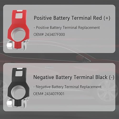 Miniatura 3 de 2 terminales de batería de automóvil compatibles con Nissan Altima Maxima, conectores de terminal de batería de cobre para extremos de cable de